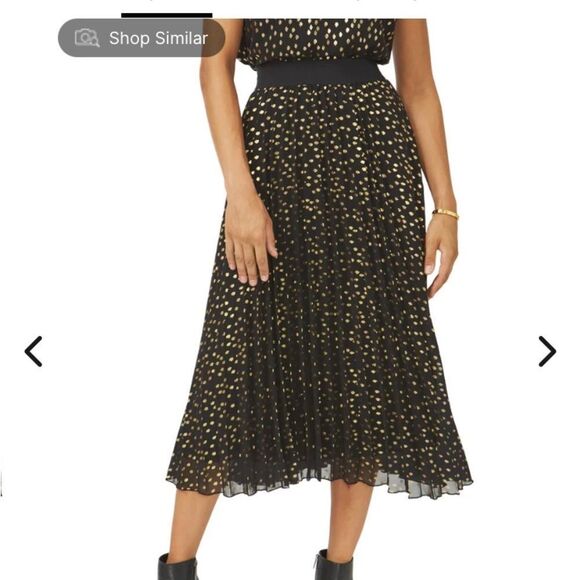 Vince Camuto Pleated Chiffon Foil Dot Maxi Skirt - Picture 9 of 10